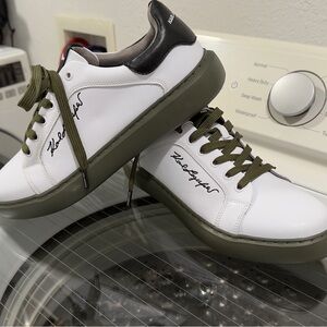 Karl Lagerfeld White and Olive Sneakers
